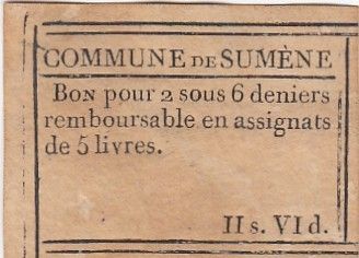 France Sumène Bon de Commune - 1791