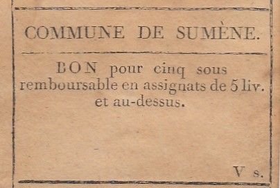 France Sumène Bon de Commune - 1791