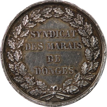 France SYNDICAT DES MARAIS DE DONGES - JETON ARGENT - GRAVEUR DUBOIS, POINCON MAIN (1845-1860)