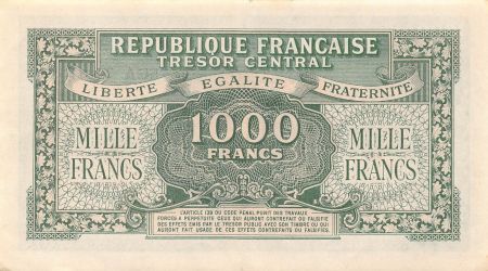France TRÉSOR CENTRAL  MARIANNE - 1000 FRANCS 1945 SÉRIE 56A - SUP