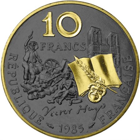 France VICTOR HUGO RUTHÉNIUM & OR - 10 Francs 1985 France