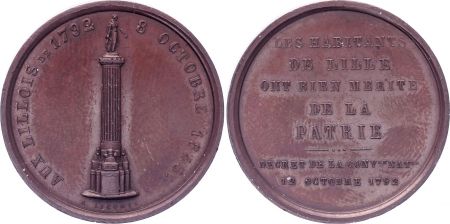 France Ville de Lille - Médaille d\'inauguration de la Colonne à la Déesse - 1845
