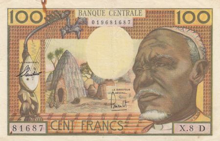 Gabon 100 Francs ND1963 - Africain, case, Eléphants - Série X.8 D = Gabon