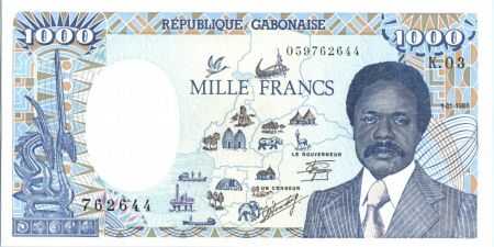Gabon 1000 Francs Carte BEAC complète - 1986