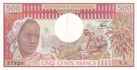 Gabon 500 Francs - Femme, forêt - étudiants - 01-04-1978 - Série Y.3 - P.2b