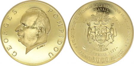 Gabon 5000 Francs Georges Pompidou - 1971 - Or - SPL