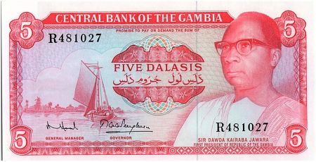 Gambie 5 Dalasis -  D Kairaba Jawara  -  (1972-86)