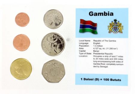 Gambie Blister 6 monnaies GAMBIE (1 butut à 1 dalasi)