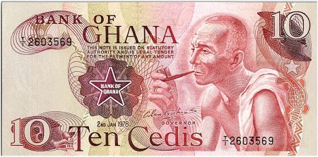 Ghana 10 Cedis - Homme et Barrage - 1978