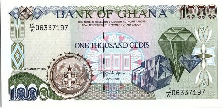 Ghana 1000 Cedis - Pierres Précieuses et récolte - 1995-96