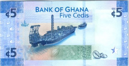 Ghana 5 Cedis, 60 années de la banque centrale de Ghana - 2017