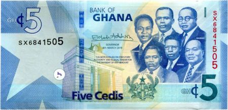 Ghana 5 Cedis 2019 Ghana - K. Nkrumah et 5 leaders