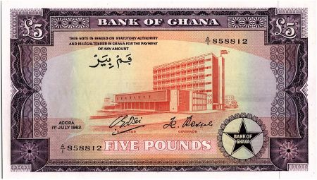 Ghana 5 Pounds - Banque du Ghana - 1962