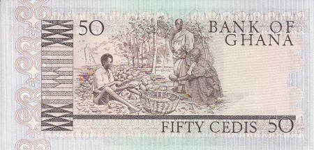 Ghana 50 Cedis - Statue - Homme - cacao - 1980