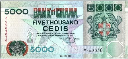 Ghana 5000 Cedis - Port et flottage de bois - 1994
