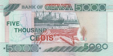 Ghana 5000 Cedis - Port et flottage de bois - 2002 - Neuf - P.34h
