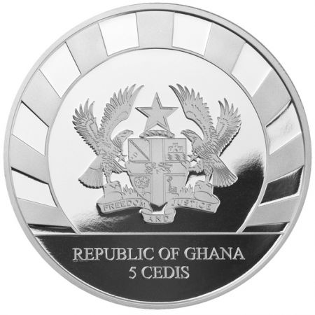 Ghana Rhinocéros laineux - 1 Once Argent Ghana 2021 - Les Géants de l\'Age de Glace