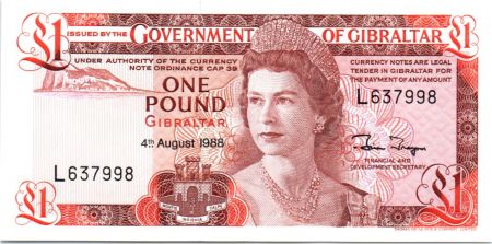 Gibraltar 1 Pound Elisabeth II - Maison -1988
