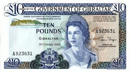 Gibraltar 10 Pounds Elisabeth II - Maison Gouverneur - 1986 - P.22b