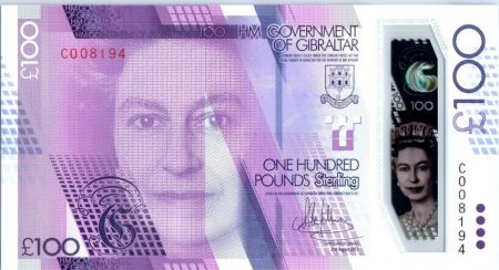 Gibraltar 100 Pounds Elisabeth II - Sir Josua Hassan - 2015 (2017) - Polymer - Neuf - P.40