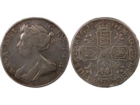 Grande Bretagne ANGLETERRE  ANNE - 1/2 CROWN ARGENT 1704