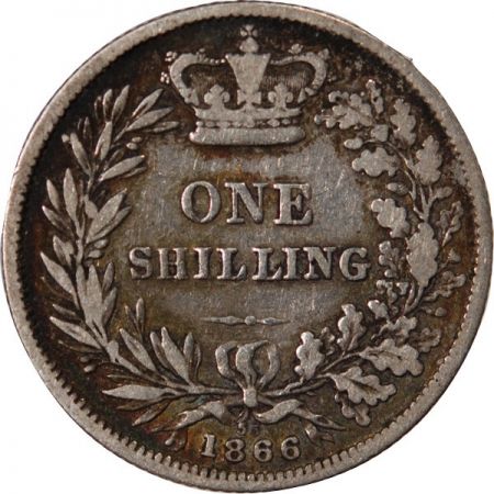 Grande Bretagne GRANDE-BRETAGNE  VICTORIA - SHILLING ARGENT 1866 DIE 55