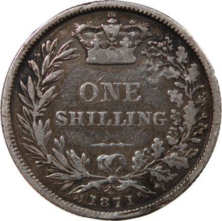 Grande Bretagne GRANDE-BRETAGNE  VICTORIA - SHILLING ARGENT 1871 - CONTREMARQUE