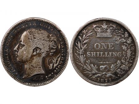Grande Bretagne GRANDE-BRETAGNE  VICTORIA - SHILLING ARGENT 1871 - CONTREMARQUE