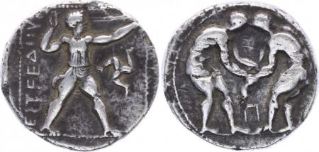 Grèce (Pamphylie) 1 Statère, Aspendos - Lutteurs (c.420-370)