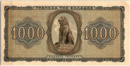 Grèce 1000 Drachmai, Jeune fille, Lion - 1942