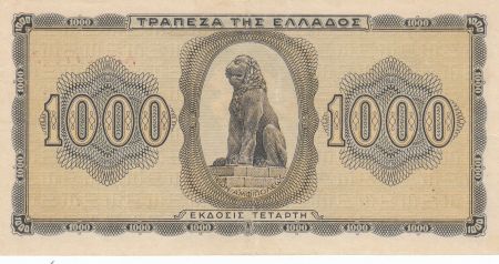 Grèce 1000 Drachmai 1942 - Jeune fille, Lion