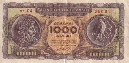 Grèce 1000 Drachms - Monnaies - Lion - 1950 - P.326a