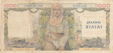 Grèce 1000 Drachms Femme - Plantes - Ouvriers - 1935
