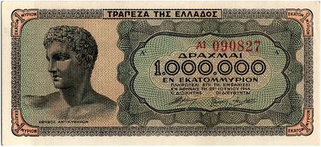 Grèce 1000000 Drachmes - Buste d\'Homme  - 1944