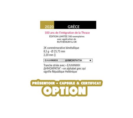Grèce 2 Euros Commémo. Ruthénium GRECE 2020 - 100 ANS DE L\'INTÉGRATION DE LA THRACE