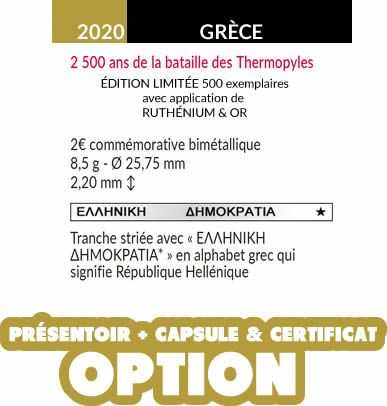 Grèce 2 Euros Commémo. Ruthénium GRECE 2020 - 2500 ans de la bataille des Thermopyles