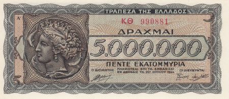 Grèce 5000000 Drachmes - Buste de femme  - 1944