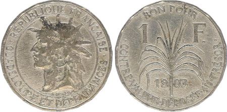 Guadeloupe 1 Franc Tete d\'Indien - 1903 - TB+