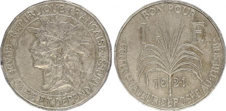 Guadeloupe 1 Franc Tete d\'Indien - 1921 - TB+
