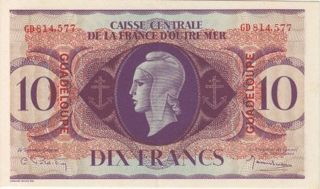 Guadeloupe 10 Francs Marianne - Croix de Lorraine - 1944 GD 814577