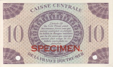 Guadeloupe 10 Francs Marianne - Croix de Lorraine - 1944 Spécimen