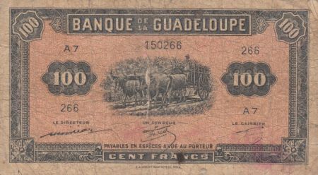 Guadeloupe 100 Francs Charette et Canne à Sucre - Série A.7 - 1942