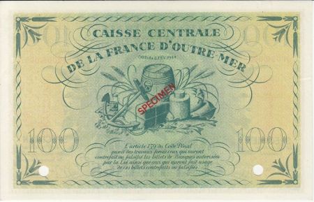 Guadeloupe 100 Francs Marianne - 02-02-1944 Spécimen Série PP