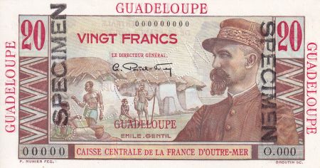 Guadeloupe 20 Francs - Emile Gentil - Spécimen - 1946 - P.NEUF - Kol.131.1