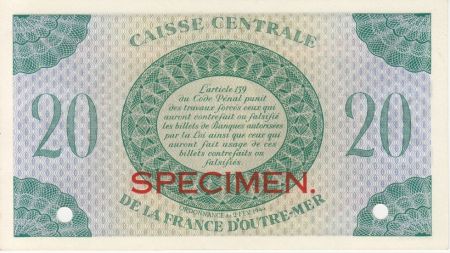 Guadeloupe 20 Francs Marianne - Croix de Lorraine - 1944 Spécimen
