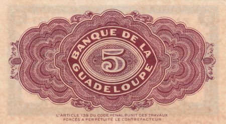Guadeloupe 5 Francs - Christophe Colomb - 1944 -  Série P.2 - Kol.115.a