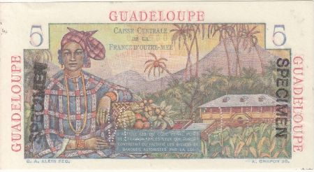 Guadeloupe 5 Francs Bougainville - 1946 Spécimen SUP +