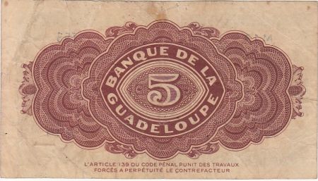 Guadeloupe 5 Francs Christophe Colomb - 1945 Série M.19