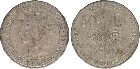 Guadeloupe 50 Centimes Tête d\'indien - 1921 - TTB