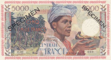 Guadeloupe 5000 Francs Femme, Antillaise - 1960 Spécimen O.000 - P.neuf